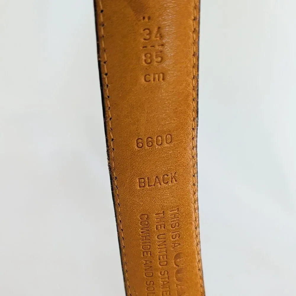 Vintage Coach 6600 Belt Mens Size 34 Black Glove Tanned Cowhide Leather USA Made